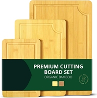 Planche à découper en bambou carbonisé bio, lot de 3, prix avantageux, personnalisable