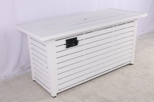 Propane Rectangle <b>Fire</b> <b>Pit</b> <b>Table</b> Smokeless Patio Heating with Teak Outdoor Furniture for Garden or Backyard Made of Steel - Product Image 5