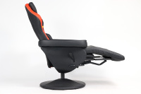 Chaise de jeu de luxe avec porte-gobelet, siège ergonomique en cuir PU style course blanc, canapé de jeu de bureau pivotant avec repose-pieds