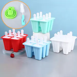 6 Holes Ice Pop Models BPA Free Ice Cream Cube Tray Silicone Popsicle Molds With Silicone Funnel