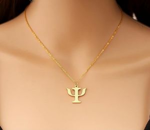Collier en acier inoxydable avec pendentif rond symbole psi psychique, cadeau pour thérapeute de la mode, psychologue, <span class=keywords><strong>psychologie</strong></span> - Product Image 6