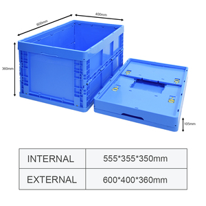Màu Xanh Có Thể Tái Chế PP Có Thể Gập Lại Nhựa Crate Nắp 600*400 Đóng Mở Hậu Cần Giao Thông Vận Tải Hộp Rắn <span class=keywords><strong>Container</strong></span> Cho Lưu Trữ Giao Thông Vận Tải - Product Image 6