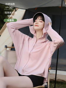 Ropa de verano con protección UV suelta para mujer, chal con capucha de seda helada con ala de plástico negro, velo de protección solar para mujer en negro - Product Image 4