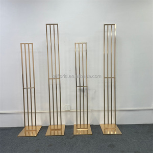 J04 8ft Tall Factory Price Indoor Shiny <strong>Gold</strong> Metal Arch Wedding <strong>Backdrop</strong> for Wedding Events Stage Hall Decoration - Product Image 4