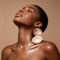 Poudre pressée végane personnalisable avec logo, bronzer et illuminateur, effet scintillant, 6 couleurs, maquillage pour le visage