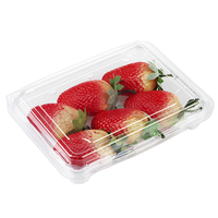 Boîte à fruits et légumes jetable en PET recyclé de 1000 g, forme carrée, avec couvercle transparent, pour riz et fruits de mer
