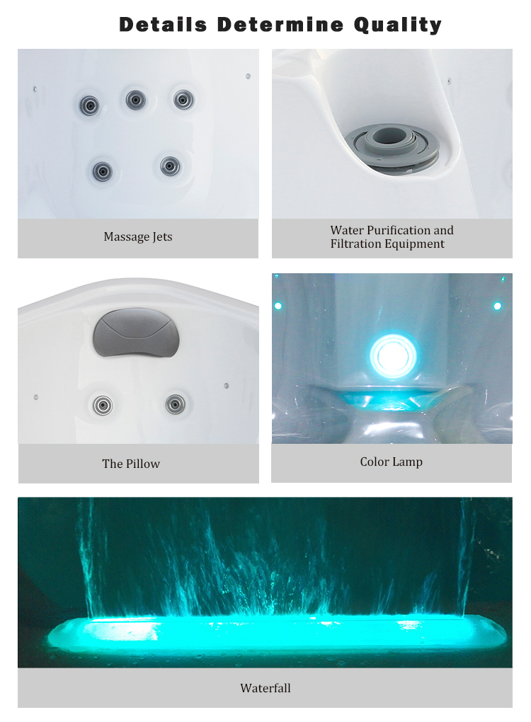 4 Person Acrylic Hot Tub Outdoor Hydrotherapy Massage Bathtub Spa 3KW