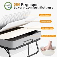 Tempat Tidur Lipat Grosir, Dapat Menahan Beban 300lbs, Rangka Logam, Mudah Disimpan, Tempat Tidur Lipat Portabel, Tempat Tidur Tamu Ekstra dengan Kasur