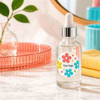 Étiquettes autocollantes rondes en vinyle imperméable avec logo personnalisé, impression florale personnalisée, étiquettes en rouleau pour produits de beauté