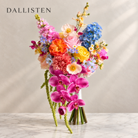 Buket Pengantin Bunga Artifisial Warna-warni Dallisten dengan Mawar, Hydrangea, dan Anggrek untuk Dekorasi Pernikahan