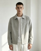 Veste en daim jacquard personnalisée pour homme, coupe décontractée, boutons-pression, style décontracté chic, OEM