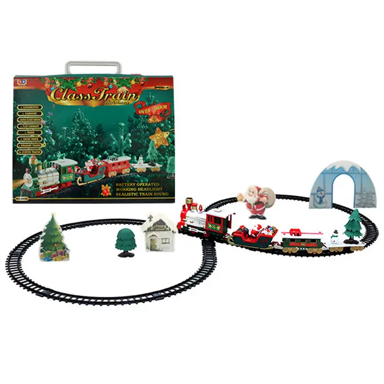 Sıcak klasik pil kumandalı noel hediyeleri müzik ekleme demiryolu demiryolu araba tren parça elektrikli tren oyuncak seti