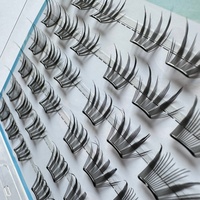 Faux cils réutilisables semi-artisanaux en fibres synthétiques auto-adhésifs, effet queue de renard, racine fine et naturelle, 12 rangées, doux et naturels