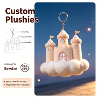 Porte-clés en peluche Château de Luxe avec base nuage, Porte-clés en peluche sur le thème du parc d'attractions fantastique