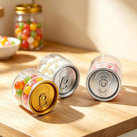 Boîte en plastique transparente PET avec anneau de traction et couvercle facile à ouvrir pour le stockage de jus, biscuits, bonbons et desserts