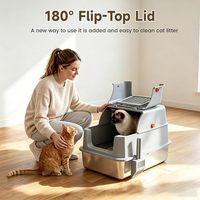 Bac à litière pour chat XL en acier inoxydable, anti-fuite d'urine, facile à nettoyer, entrée frontale, sortie supérieure, fermé et non collant