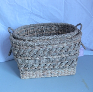 Juego de Cestas de Almacenamiento de Jacinto Hechas a Mano en Varios Tamaños, Cestas Tejidas Rústicas Estilo Granja para Exhibición en Tiendas y Empaque de Regalos - Product Image 5
