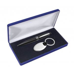 Set Regalo Aziendale: Penna a Sfera Cromata e Portachiavi - Product Image 1