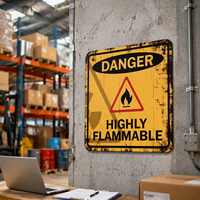 Panneaux métalliques vintage personnalisés « Danger » – Affiches d'avertissement « Très inflammable » – Plaques en métal et aluminium pour décoration murale