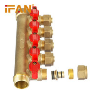 Collecteur de chauffage au sol IFAN 2-6 voies en laiton, collecteur d'eau en laiton 3/4 pouces