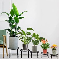 Ensemble de 5 supports à fleurs en fer, support à fleurs sur pied pour intérieur et extérieur, balcon, salon, support pour pot de fleurs