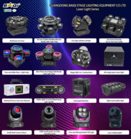 Mini projecteur de scène mobile 4-en-1 à 3 bras, avec laser, stroboscope, LED RGBWAUV, DMX512, IP20, CRI90, en aluminium et plastique, pour DJ et discothèque