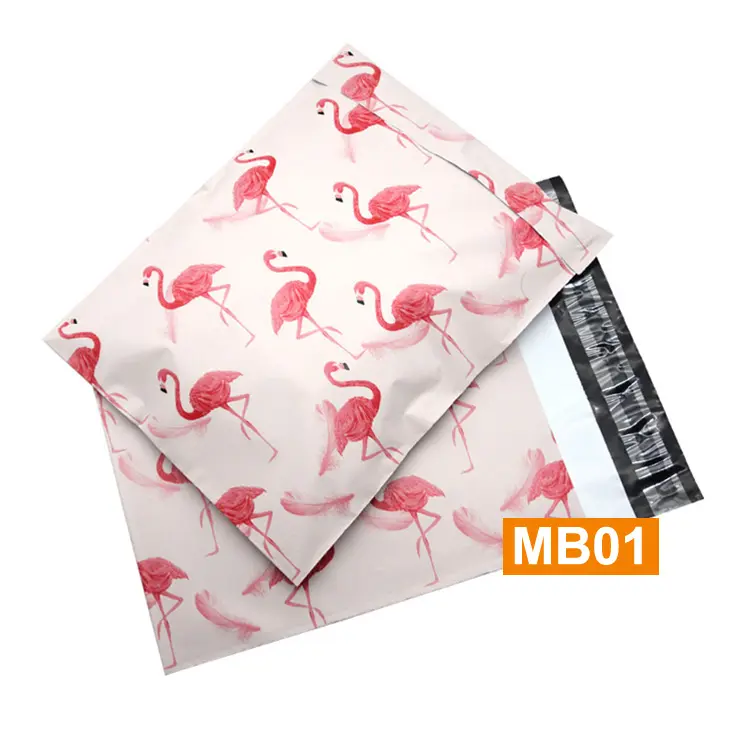 Bolsa con logotipo personalizado impreso, bolsa de correo de lujo de arcoíris, correo de plástico con bolsillo, color rosa, impermeable