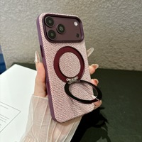 Étui de protection magnétique texturé en tissu de luxe avec support de charge sans fil pour iPhone 18 17 16 15 Pro Max