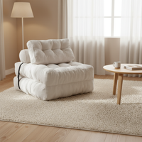 Fauteuil paresseux individuel compact et moderne, sans accoudoirs, avec dossier coussiné en velours côtelé haute densité et rembourrage en mousse pure, pliable et portable