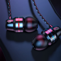 Headset Wired Universal 3.5mm In-Ear dengan MIC & Kontrol Line Tuning Tipe-C Cincin Merah & Biru Kompatibel Ponsel - Grosir