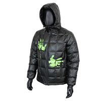 Veste doudoune matelassée coupe courte vintage en tissu épais, coupe-vent, à capuche, à changement de couleur, avec impression d'encre thermochromique personnalisée, style streetwear, pour l'hiver