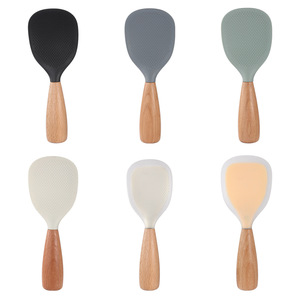 Cuchara de silicona para arroz con mango de madera, utensilio de cocina multiusos antiadherente para cocinar y servir - Product Image 3