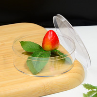 Boîte ronde en plastique transparent PS recyclable de qualité alimentaire avec couvercle, boîte de rangement pour collations portable et écologique
