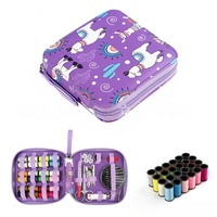 Kit de couture portable mini carré imprimé alpaga violet DIY pour enfants et adultes, idéal pour les voyages, cadeau fête des Mères