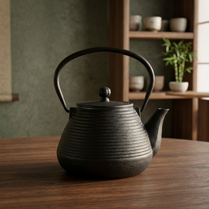 Bouilloire à thé en fonte noire de style chinois traditionnel avec couvercle et poignée - Product Image 4