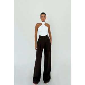 Brown Kyota <b>Cargo</b> Pants Breathable Woven Size XL <b>High</b> <b>Waist</b> Elastic Closure Colored Print Casual Style Pocket Detail Decoration - Product Image 2