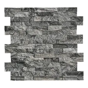 Wholesale Kenya black /black wooden/Black Forest Marble stone Stacked Ledger Panel