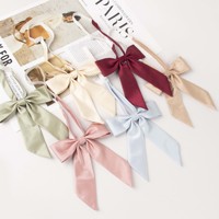 Nœud papillon formel uni JK Light Color Pure à longue tige, couleur unie, coins nettes, en polyester et soie, vente directe usine