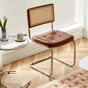 <span class=keywords><strong>Silla</strong></span> de Comedor Wayon de Lujo, Estilo <span class=keywords><strong>Cesca</strong></span> Moderno de Mediados de Siglo, Acero Inoxidable, Cuero PU Marrón, Resistente, para Hogar y Oficina - Product Image 1