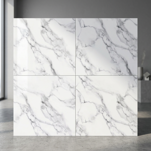 Carreaux de sol en céramique de porcelaine émaillée brillante effet marbre de luxe moderne 40x40cm – Design intérieur haut de gamme - Product Image 4