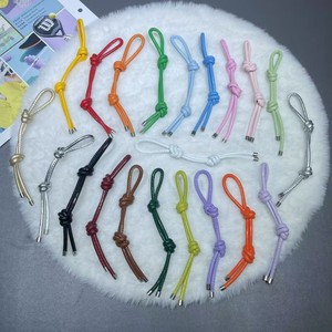Colorful Artificial Leather <b>Bag</b> <b>Charm</b> Double Knot Pendant Keychain DIY Jewelry Accessory Durable Handmade Oval Shape - Product Image 4