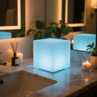Lámpara de cubo LED recargable con control remoto E26 Base-Luz de noche de brillo suave para decoración de guardería y hogar Iluminación de cabecera moderna