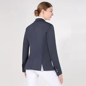 Biru laut disesuaikan penunggang kuda musim dingin jaket wanita kompetisi atasan saku setelan Wanita berkuda mantel jaket untuk wanita