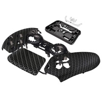 Coque de remplacement pour manette, finition noire brillante, argentée, carbone, hydro-dip, plastique ABS, élégante, stylée, pour jeux, avec pavé tactile