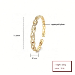 Bijoux fantaisie Or Timeless, bracelet pour femme en alliage de cuivre plaqué or 18 carats avec zircon, design classique et tendance, pour anniversaire, vente en gros - Product Image 4