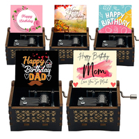 En bois joyeux anniversaire liquidation boîte à musique Support personnalisé imprimé texte photo mignon cadeau d'anniversaire pour maman papa famille décoration