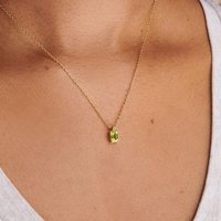 Collier avec pendentif en pierre d'anniversaire en acier inoxydable Dainty Month june