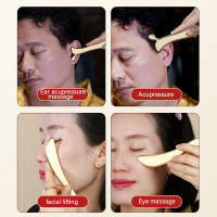 Outil de massage facial en laiton massif, grattoir musculaire Gua Sha, masseur de physiothérapie, outil de massage des tissus mous du visage pour les soins de la peau - Vente chaude