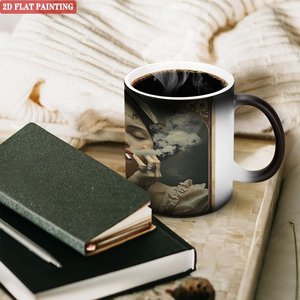 Mug personnalisé imprimé, noir givré, 11 oz, céramique, tasse à sublimation sensible à la chaleur - Product Image 3