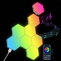 Panneaux Lumineux Hexagonaux RGB pour Gaming, Lumières Murales Hexagonales Intelligentes, Synchronisation Musicale pour Décoration de Chambre, Bar et Salle de Jeu
